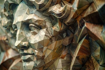 Poster - Detailed view of a man's face sculpture, suitable for artistic projects