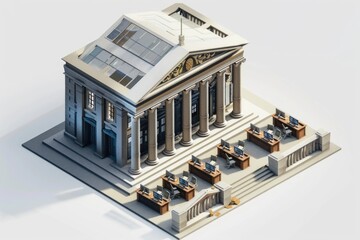Poster - Detailed model of a building with columns and a roof. Ideal for architectural design projects