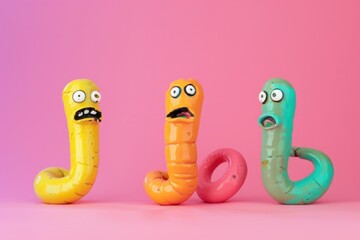 Aufkleber - Three different colored plastic characters, versatile for various design projects