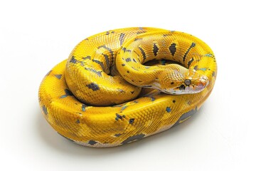 Poster - Detailed image of a yellow snake on a white background. Perfect for educational materials or wildlife documentaries