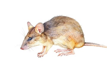 Sticker - A realistic watercolor painting of a mouse on a white background. Perfect for educational materials or nature-themed designs