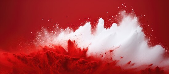 Poster - A copy space image featuring white powder delicately spread on a vibrant red backdrop