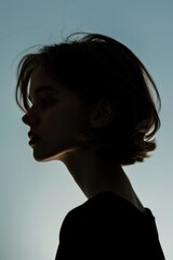 Aufkleber - Silhouette of a woman holding a cell phone, suitable for technology concepts