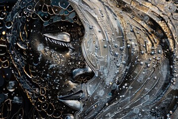 Aufkleber - Close up of a metal sculpture, suitable for artistic projects