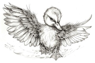 Poster - A detailed black and white drawing of a duck, suitable for various design projects