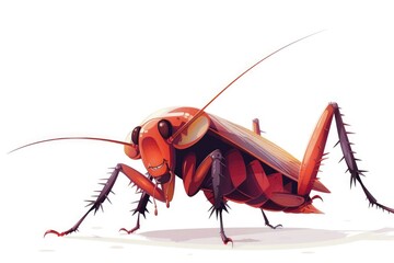 Poster - A large orange insect with black legs and long antennae. Suitable for science and nature projects