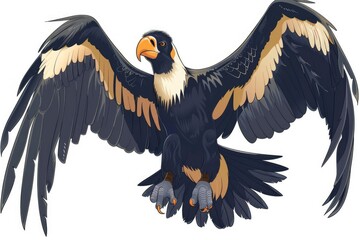 Poster - A large black and brown bird with wings spread. Suitable for various nature themes