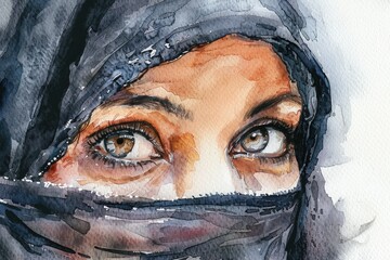 Canvas Print - Close-up of a woman wearing a veil. Suitable for wedding or mysterious themes