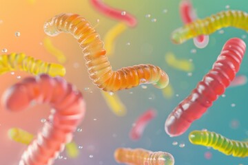 Poster - Colorful gummy worms close-up, suitable for food concepts
