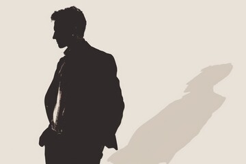 Poster - Silhouette of a man in a professional suit and tie. Ideal for business concepts