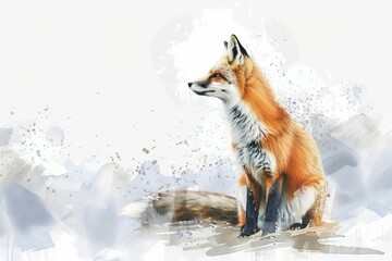 Aufkleber - Beautiful watercolor painting of a red fox, perfect for nature-themed designs
