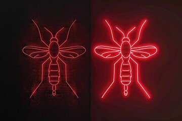 Poster - Two vibrant neon lights side by side. Ideal for advertising or nightlife concepts