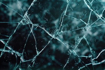 Aufkleber - A close up of a broken glass window. Ideal for illustrating vandalism or property damage