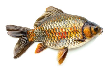 Detailed image of a fish on a plain white background. Ideal for seafood concept designs