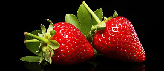 Poster - Isolated garden strawberry with no background perfect for a copy space image