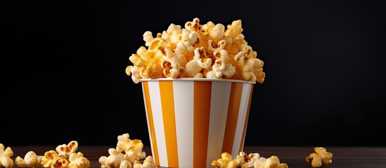 Sticker - A gray background with a copy space image showcasing delicious popcorn