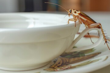 Aufkleber - A detailed view of a cup and saucer on a table. Perfect for showcasing tableware products
