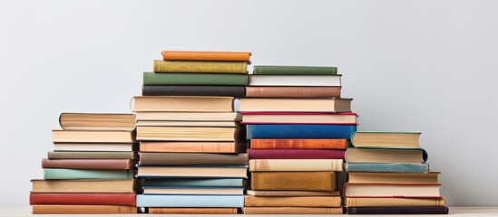 Poster - A stack of books displayed against a clean white background providing ample copy space for images