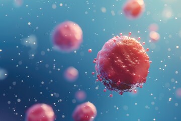Poster - Detailed view of a cell floating in the air. Suitable for scientific and medical concepts