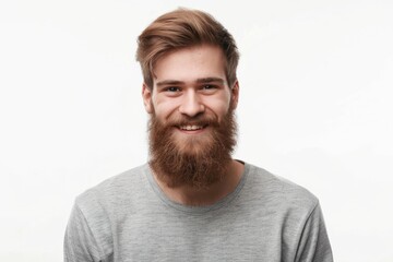 Aufkleber - A man with a beard smiling at the camera. Suitable for various marketing campaigns