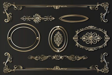 Poster - A collection of ornate gold frames and ornaments. Perfect for adding a touch of elegance to any design project