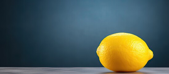 Poster - A vibrant organic lemon with its vibrant yellow color stands out as a fresh and juicy piece of fruit in a copy space image