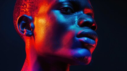 Poster - Close up shot of a person against a black background, suitable for various concepts