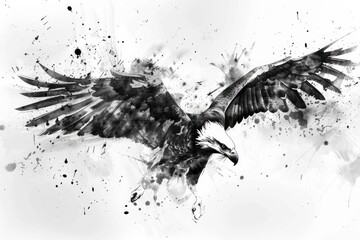 Canvas Print - Powerful eagle in striking monochrome. Perfect for wildlife enthusiasts