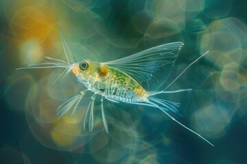 Poster - Close-up of a small fish on a body of water. Suitable for aquatic themes