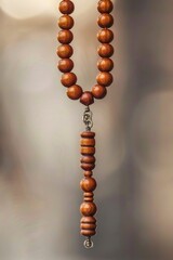 Aufkleber - Close up of a wooden bead necklace, perfect for fashion or accessory concepts