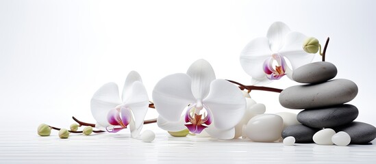 Aufkleber - Close up copy space image of a serene spa set against a pristine white background