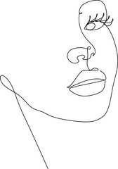 Wall Mural - Continuous line drawing of faces and hairstyles set, fashion concept, woman beauty minimalist, vector.