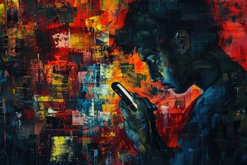 Poster - A man using a cell phone. Suitable for technology concepts