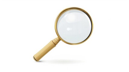 Poster - A close-up of a magnifying glass on a plain white background. Suitable for various uses