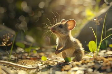 Canvas Print - A small mouse standing on its hind legs. Suitable for various projects.