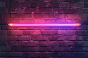 Poster - Neon sign on a brick wall, suitable for urban themes