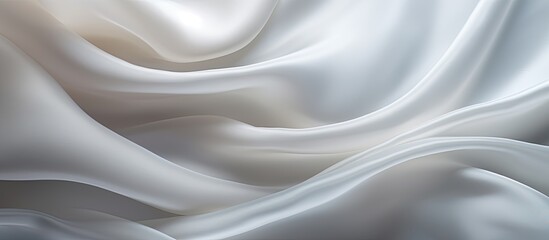 Poster - Closeup of a copy space image showcasing the delicate and textured ripples in a piece of white silk fabric