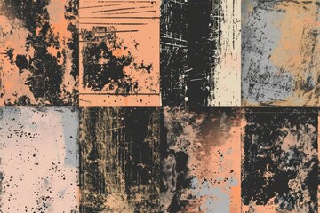 Poster - Set of four different colored grunge textures, versatile for various design projects