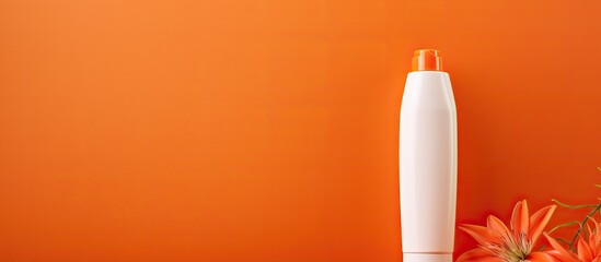 Sticker - Cosmetic product for hair care displayed on a vibrant orange background with ample copy space image available