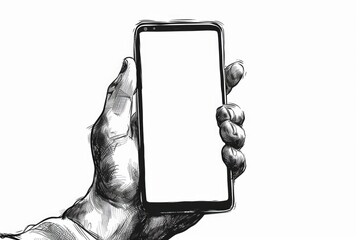 Poster - A hand holding a smartphone with a blank screen. Suitable for technology concepts