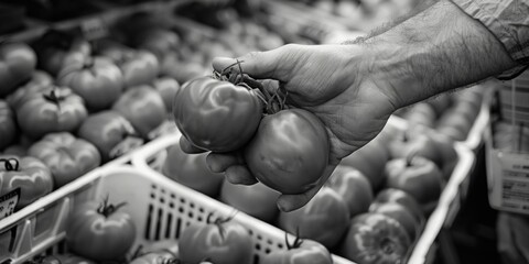 Wall Mural - A person holding a bunch of fresh tomatoes, perfect for food and healthy eating concepts