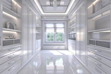 Aufkleber - A large white room filled with multiple drawers. Ideal for interior design concepts