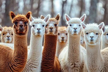 Canvas Print - A herd of llamas standing together, suitable for various design projects