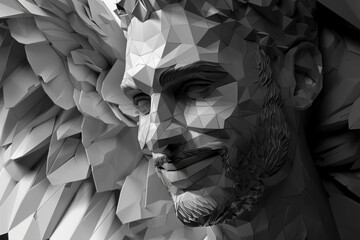 Poster - Detailed close up of a man's face sculpture, perfect for art projects