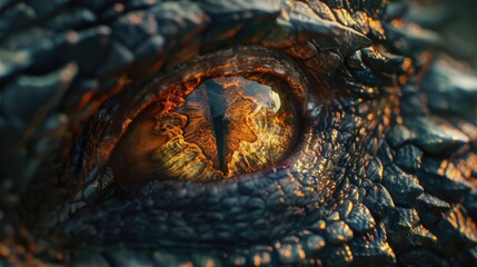 Poster - Detailed close-up of a dragon's eye, perfect for fantasy and mythical themes