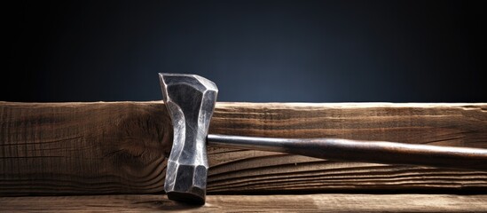 Poster - An image of a hammer and nails placed on a wooden background with empty space for text or other elements. Creative banner. Copyspace image