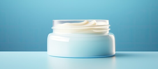 Aufkleber - Closeup of an open tube of ointment on a light blue background providing ample copy space for text
