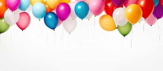 Poster - A vibrant array of balloons with various colors set against a clean white background providing ample space for adding text or images
