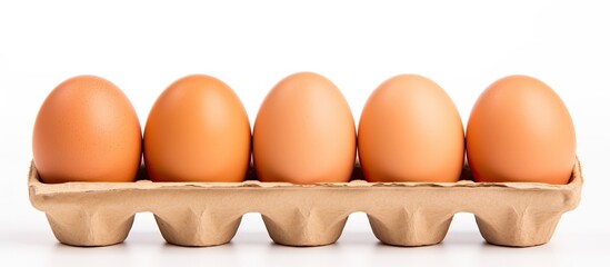 Aufkleber - A box with six eggs is seen in a photo against a white background with an empty area for text or additional images
