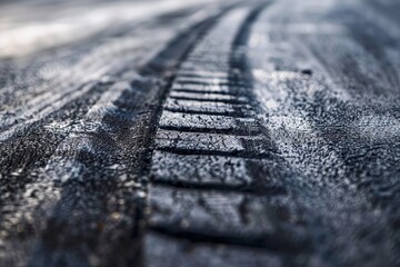 Wall Mural - Black skid mark from drifting car on race track texture and background